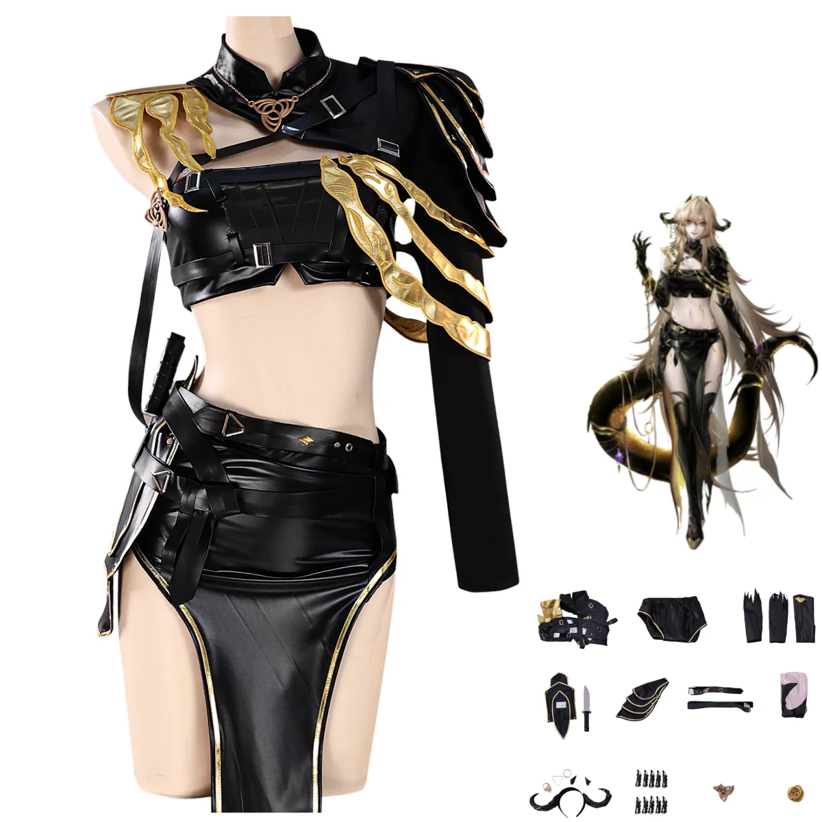 

Game Path To Nowhere Synex Cosplay Costume Anime Black PU Skirt Tops Uniform Full Set for Woman Sexy Carnival Halloween Suit