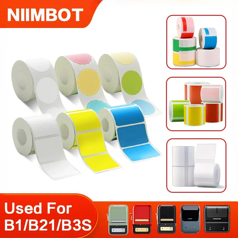 1Roll Niimbot Mini Printer Thermal Wire White/ Cable/Color/Round Sticker Self Adhesive Waterproof   Sticker For B1 B21 B203