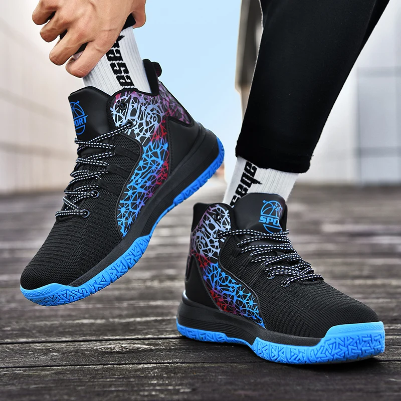 High-top Basketball Sneakers Men Women Fashion Knited Basketball Trainers Boots Outdoor Platform Athletic Shoes Boys Size 31-45