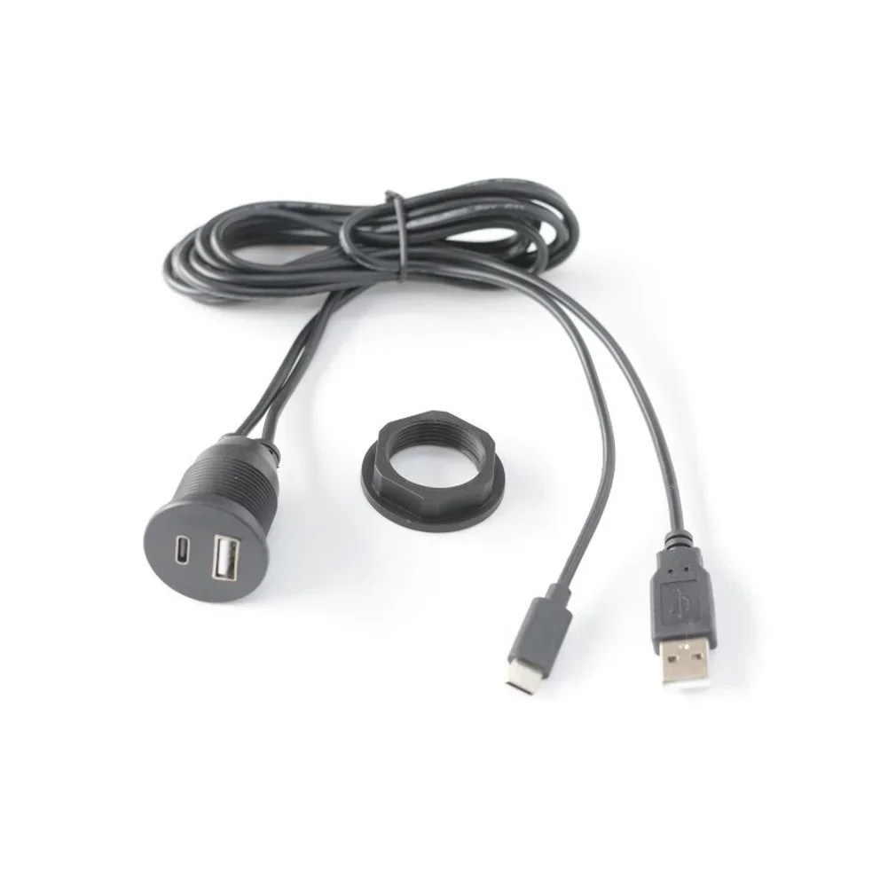 150CM Car USB Adapter Socket Data Transfer Capable Flexible Installation Dual Output Interface Tidy Cable Management