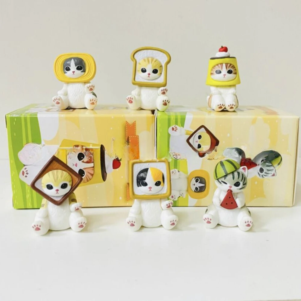 6Pcs Mofuseands Cat Dolls Toast Pandas Cat Cos Cross-Dressing Action Figure Model Toys Home Exhibit Ornaments Birthday Xmas Gift
