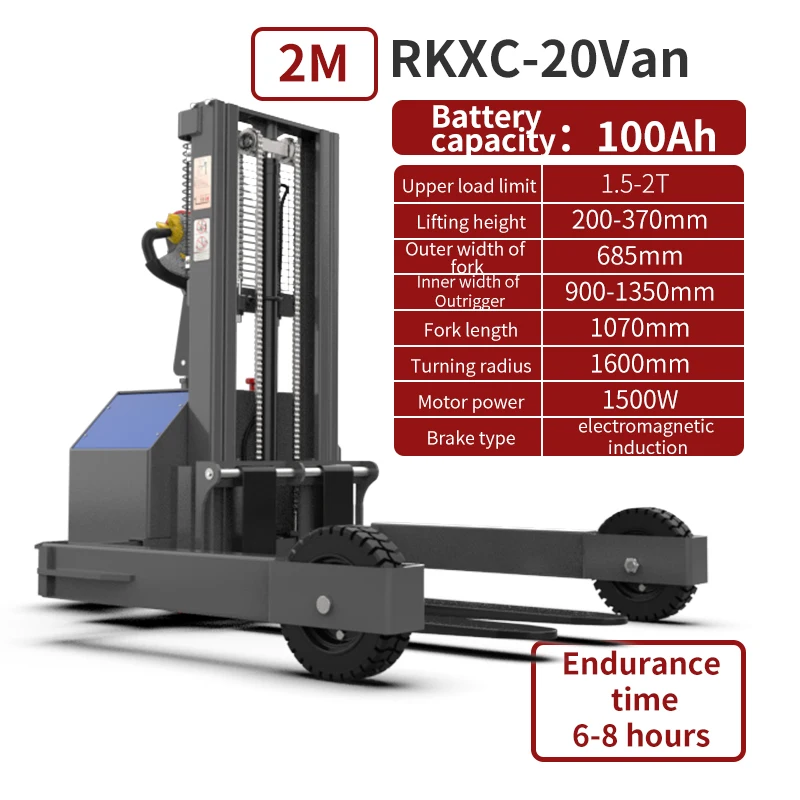 100% New original  off road electric forklift stacker 2 ton  lead acid battery  electric pallet truck