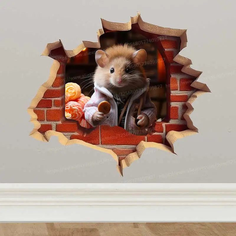 Calcomanía con orificio para la pared del ratón, pegatina con orificio para la ratón, calcomanía de vinilo impermeable, decoración del ratón, pegatina para ratones, decoración del hogar, regalo de vacaciones S793