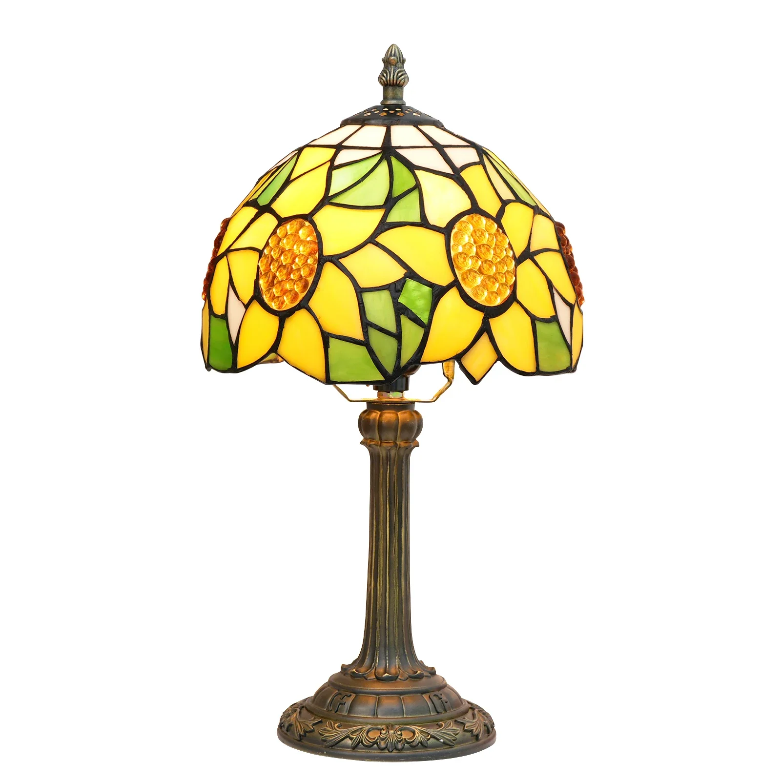 Tiffany Lamp Stained Glass Table Lamp Yellow Sunflower Bedside Table Lamp LED E26 Bulb for Bedroom Living Room