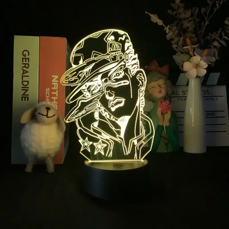 Anime JoJo Bizarre Adventure Giorno Giovanna 3D Led Night Light Bedroom Table Decoration Manga JoJo Lamps Kid Holiday Toy