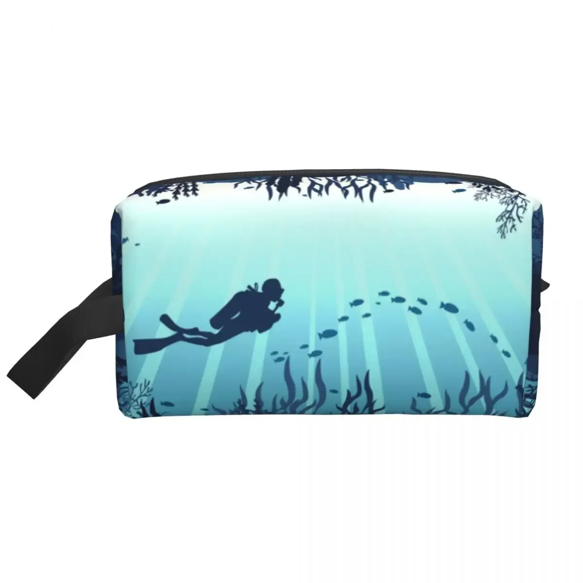 Custom Deep Sea Caveran Diver Toiletry Bag for Women Dive Explore Makeup Cosmetic Organizer Lady Beauty Storage Dopp Kit Box