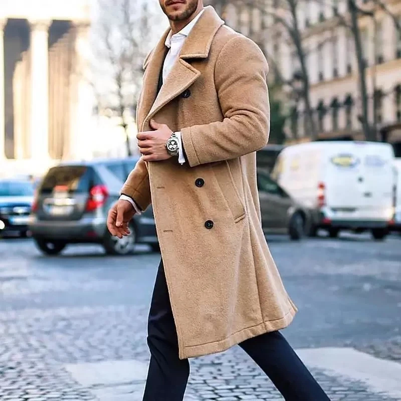 Homens camelo terno de lã casaco longo estilo feito sob encomenda do rei casaco jaqueta inverno formal duplo breasted roupa