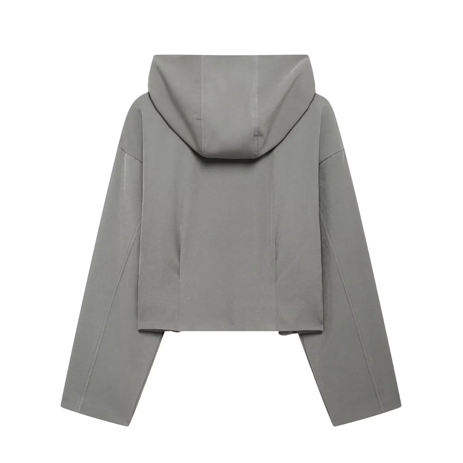 Women Oversized Hood Jacket Coat Zipper Female Long Sleeve Trench Coat