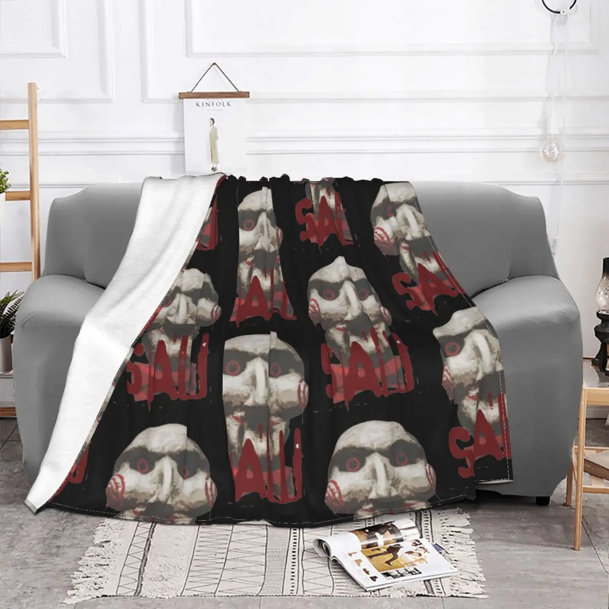 Saw Movie Blanket Fleece Printed Multi-function Warm Throw Blanket for Sofa Bedroom Rug Piece