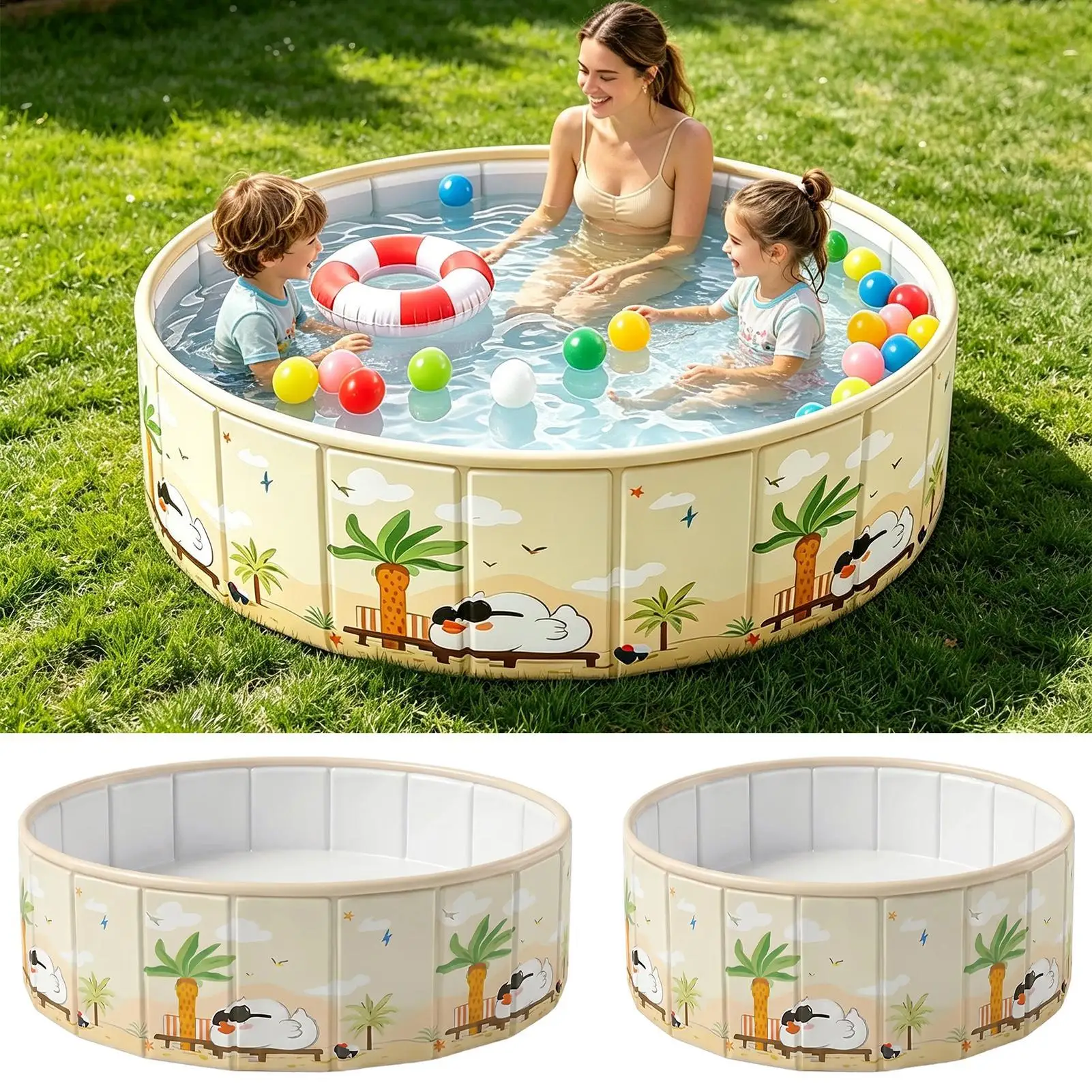 Foldable Pool Anti-Slip Pet Bathtub Fold Up Kiddie Pool for Boys Girls Pets Backyard Camping Beach Daycare Garden Park Patio