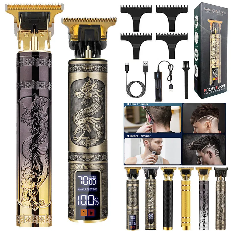 

Vintage T9 Wireless Women Men Full Set Beard Barber Shop Body Electric Professional Hair Trimmer Clipper Cut Cutter Machine