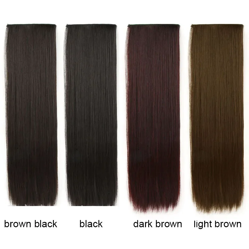   여성용 3피스 인비저블 클립인 가발 연장, 인조 모발 합성 롱 스트레이트 여성용 인비저블 패치