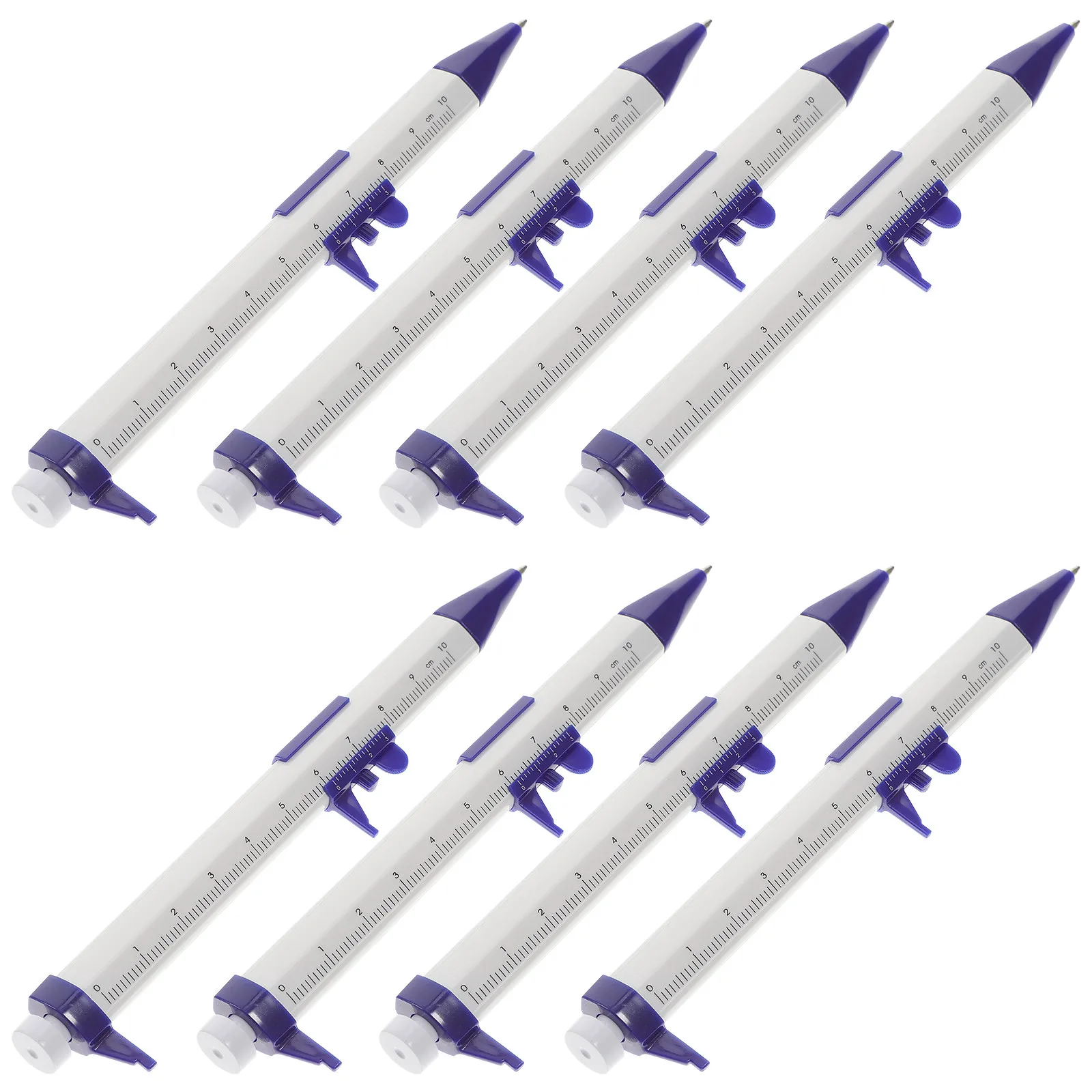 

8Pcs Scale Ballpoint Pen with Metal Nib Plastic Shell Smooth Writing Portable Measuring Pen Student Stationery School Supplies