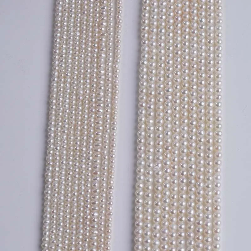 

Жемчужные нити из натурального пресноводного жемчуга Акойя, белые, почти круглые, 2-2,5 мм/3-3,5 мм, оптом