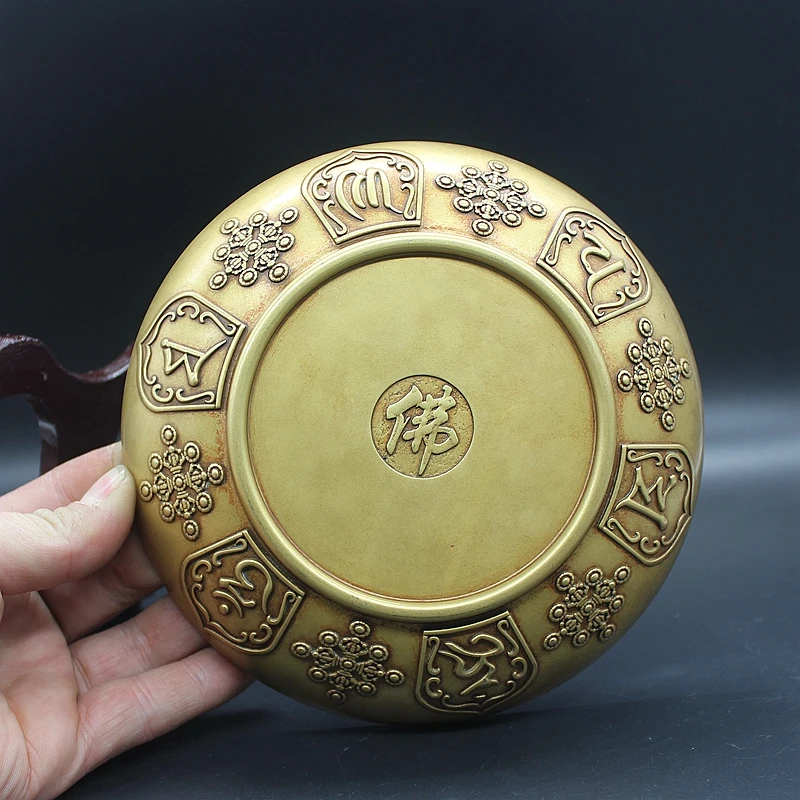 Temple family Effective protection Om mani padme hum Mantra Sakyamuni Tathagata Buddha Eight auspicious symbols talisman statue view 5