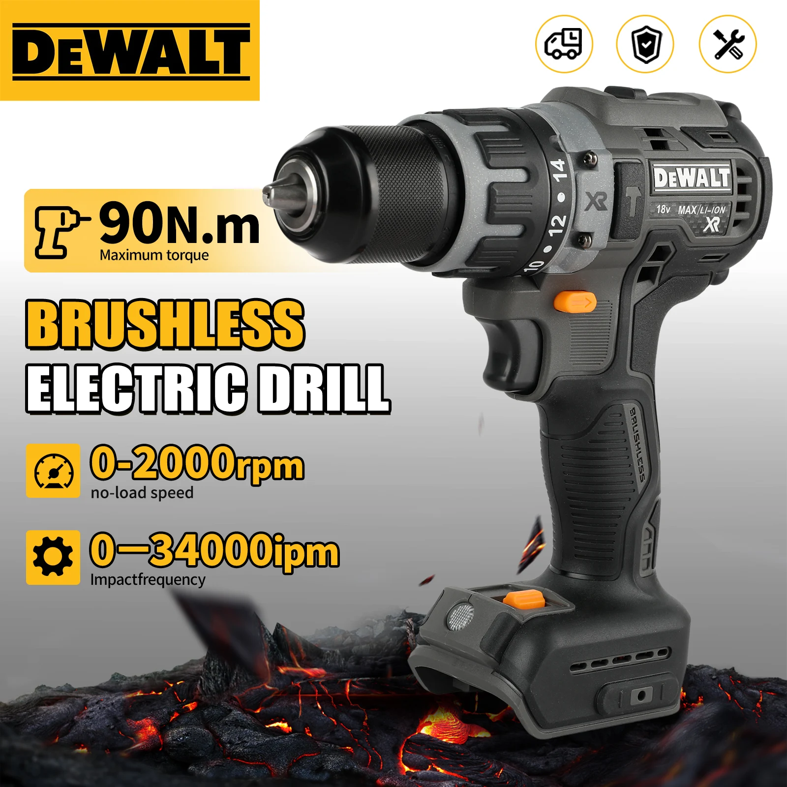 

Бесщеточная аккумуляторная ударная дрель-шуруповерт DEWALT 85M 20V с 3 режимами работы, многофункциональный электроинструмент