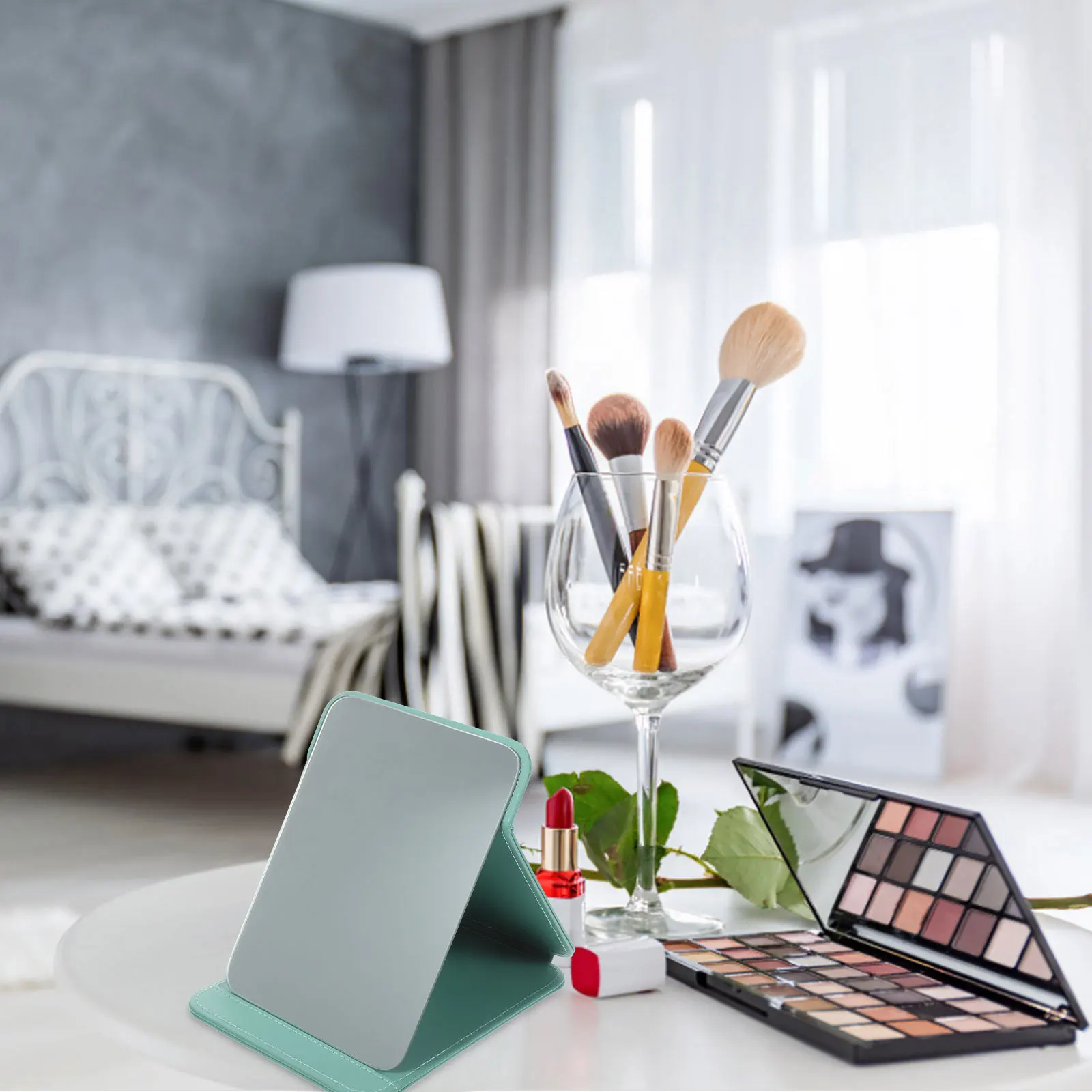 Lusterko stołowe o eleganckim wyglądzie dla kobiet, składane lusterko podróżne o wysokiej rozdzielczości do dekoracji toaletki, lusterka do makijażu.