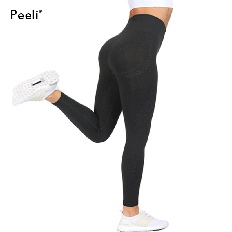 Peeli High Waist Seamless Leggings for Sport Women Push Up Gym Leggings Tummy Control Yoga Pants Running Stretchy Workout Tights