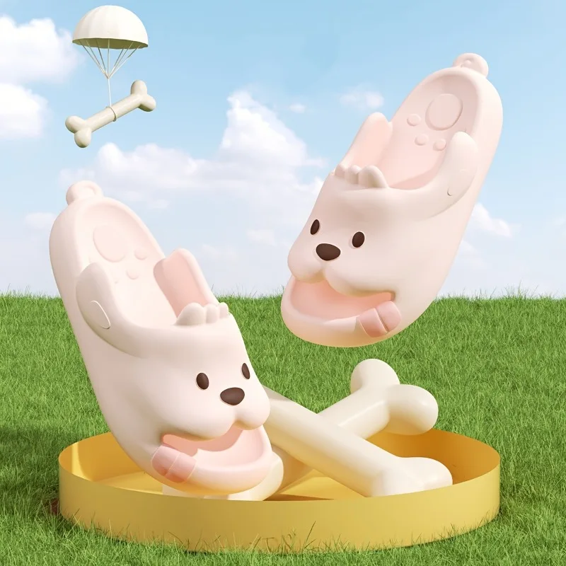 Cute Dog Cartoon Slippers Women Men Summer Thick Sole Slides Non Slip Bathroom Sandals Indoor Home outdoor puppy Couple Shoes view 6