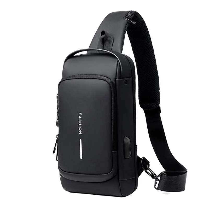 Sac à bandoulière de voyage pour homme, sac de poitrine de sport étanche, sac à bandoulière antivol, chargement USB, nouveau, 138