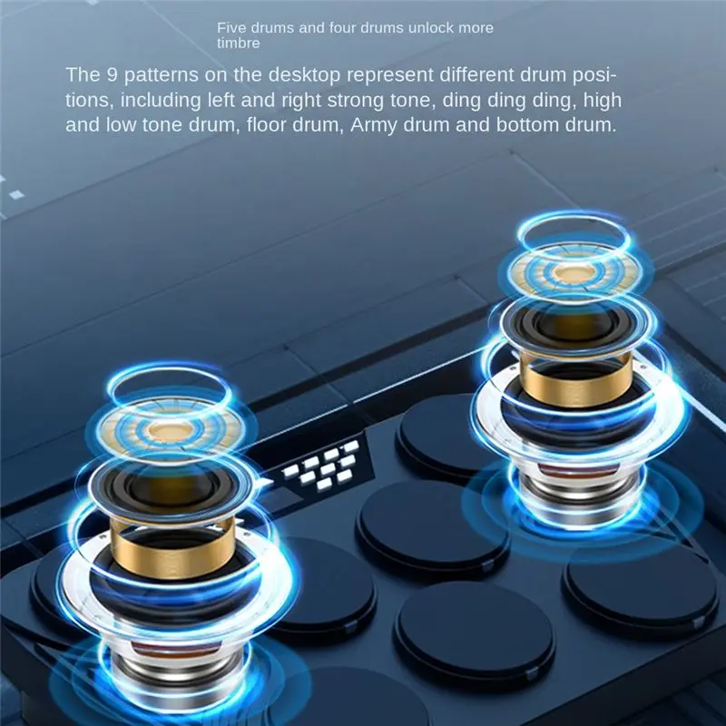

【D75C】Портативная электронная барабанная установка, 7-скоростная накладка, настольный барабан, встроенный перезаряжаемый барабан для записи аудиовхода
