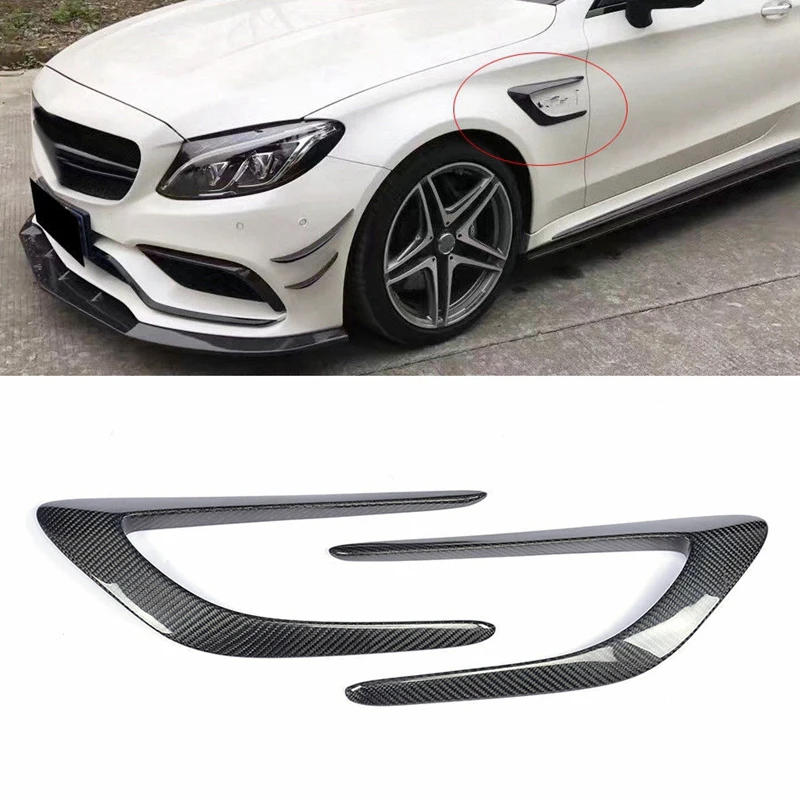 Carbon Fiber Front Side Air Intake Vent Fins For Mercedes Benz W205 C63 AMG 4Door 2015-18