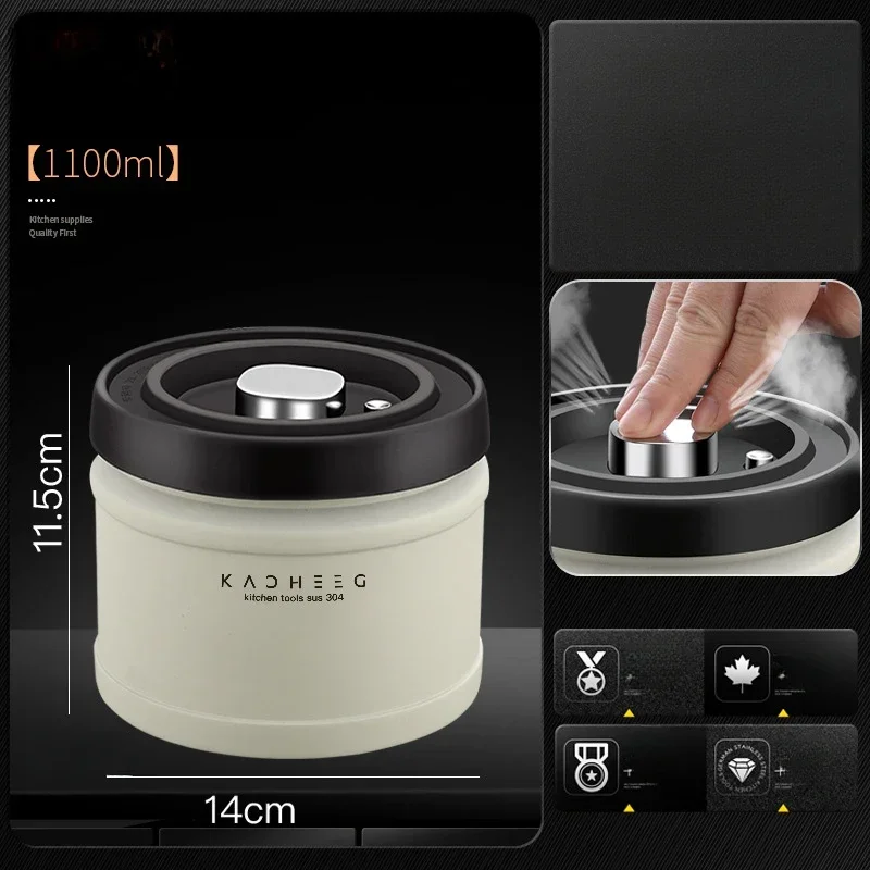 Vacuum Sealing Tank 304 Stainless Steel Press -type Vacuum Coffee Beans Keeps Fresh Tea Tank Dried Fruit Preservation Box Gift