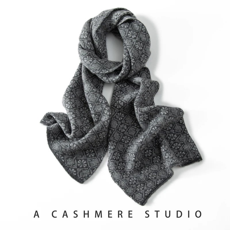

High Quality 100% Cashmere Scarf Women, Winter Thick Knitted Scarf, Fashion And Casual Snowflake Scarf, Light Luxury Christmas