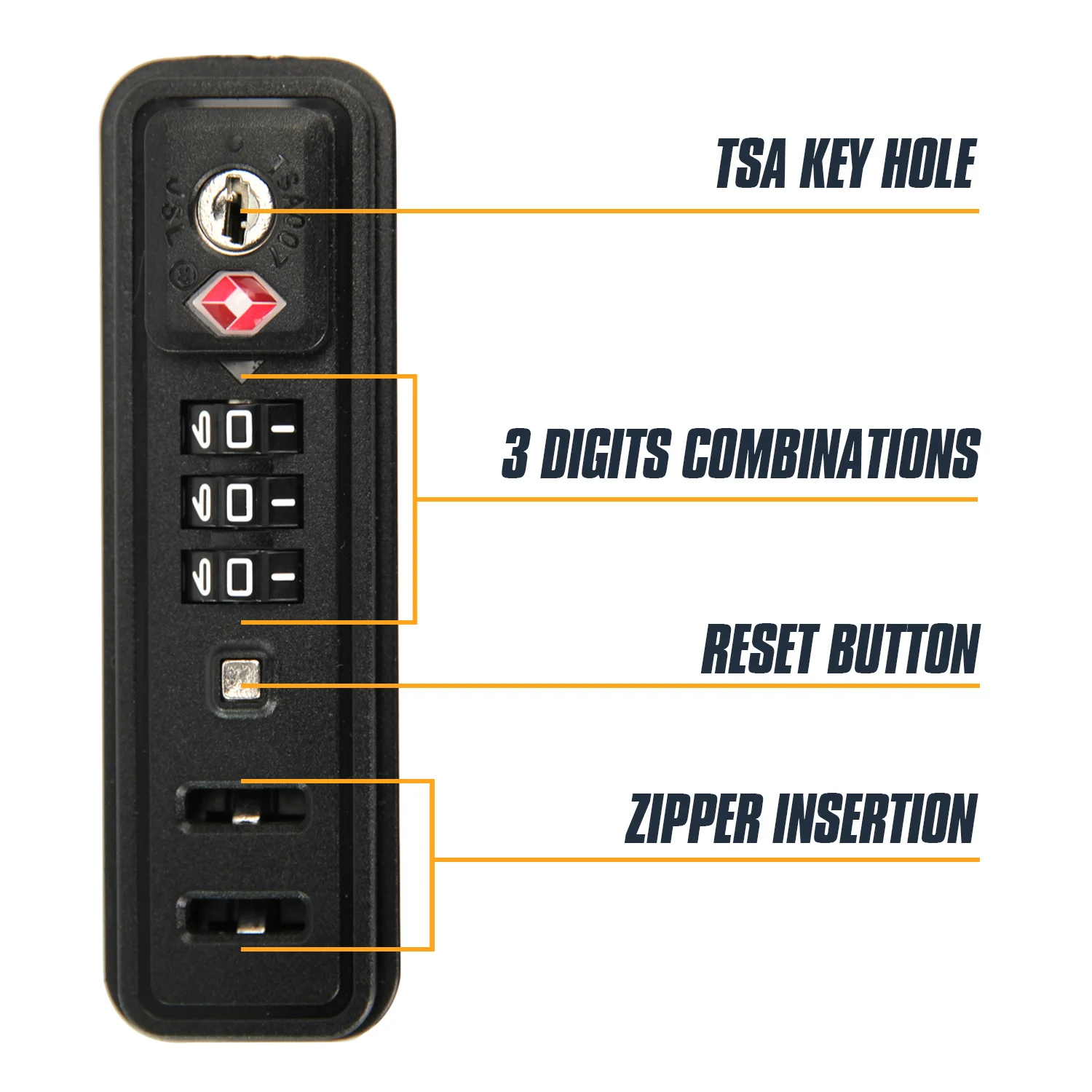 TSA007 Luggage Locks Replacement Built-in Suitcase 3 Digit Combination Resettable Anti-Theft Travel Security Repair Lock 1/2Pcs