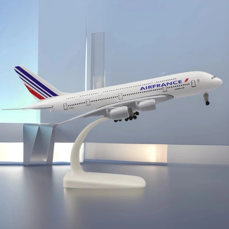 

20cm Metal Alloy Diecast 1:400 Scale Aircraft Model France Airways Airplane A380 With Wheels Landing Gears Aviation Displays