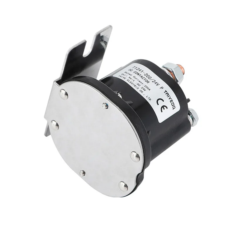 1NO Normally Open DC Contactor 200A T1241-200, 12V 24V 48V, Heavy Duty Solenoid Relay for Electric Winch Forklift Battery Truck