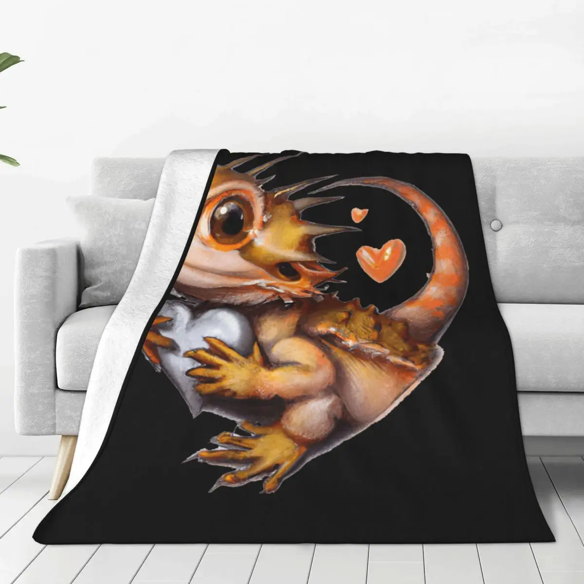 Baby Bearded Dragon Loves Me Blankets Soft Warm Flannel Throw Blanket Plush for Bed Living room Picnic Travel Home Sofa