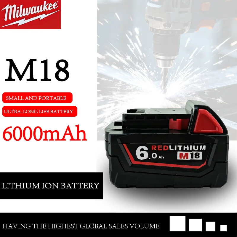 

Milwaukee m18 battery, bateria lifepo4 M18B6, 6000mAh lithium battery XC48-11-1860 Original milwaukee rechargeable battery 18v
