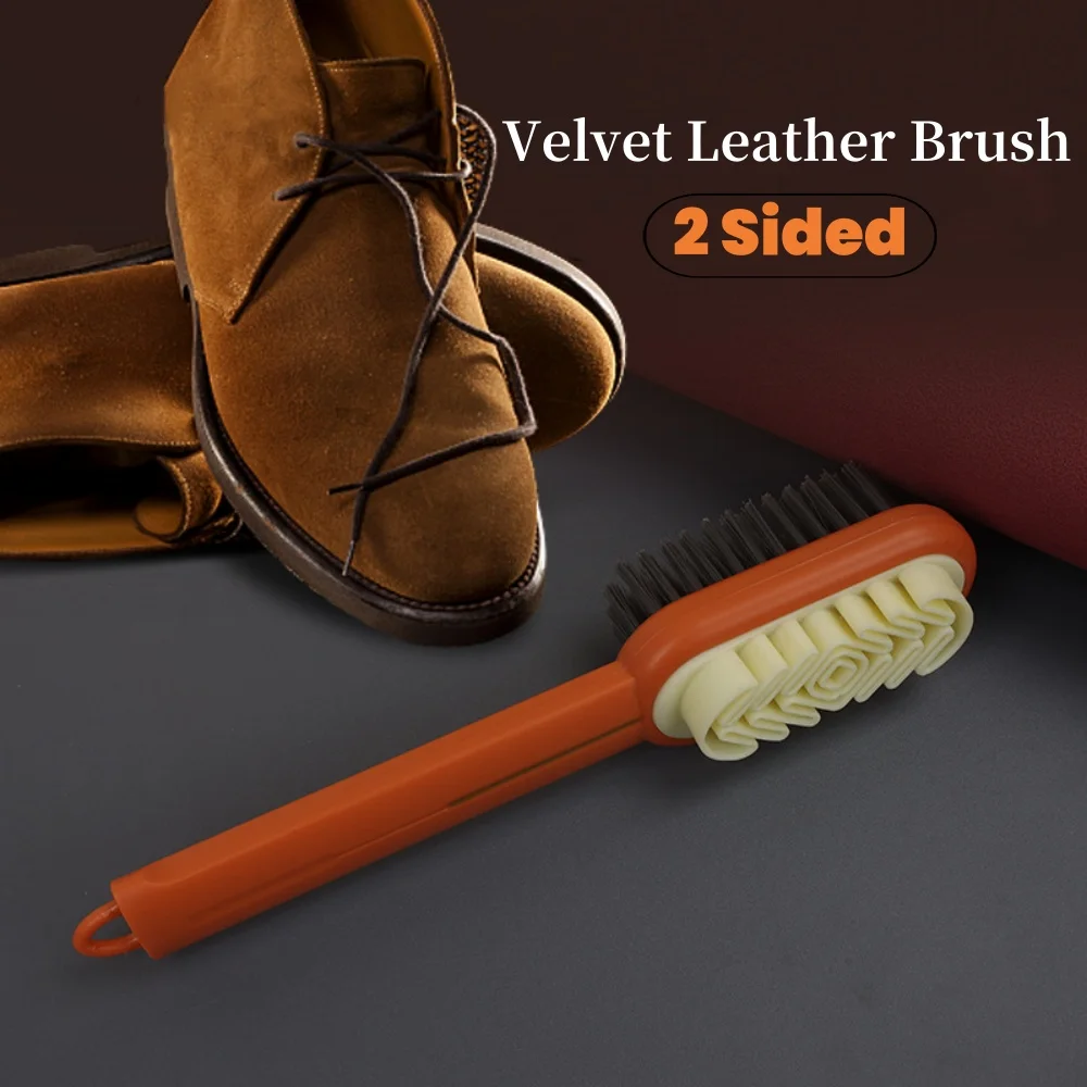 Suede Cleaning Brush Shoe Brush Long Handle 2 Sided Stain Dust Suede Cleaning Brush Sneakers Cleaner Stain Removal Rubber Brush