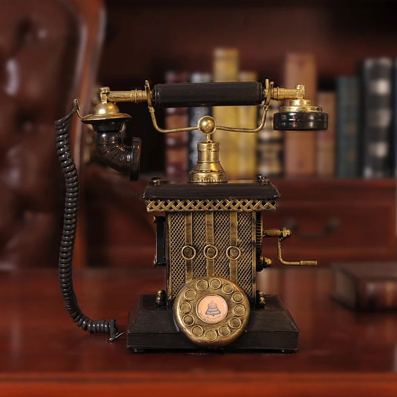 

Vintage Telephone Decor Antique Movie Prop Replica Creative Home Bar Accessory Desktop Display Piece for Office or Living Room