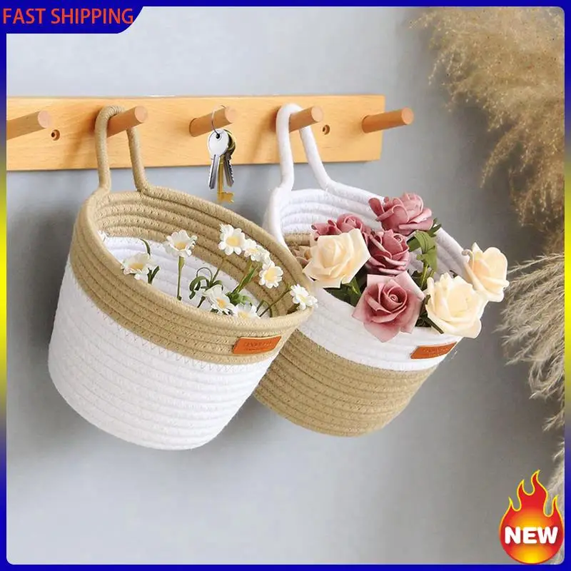 

Hot Trend-Wall Hanging Basket Storage, Cotton Rope Woven Small Hanging Baskets With Handle Boho Home Decor Plant Basket (4 Pack)