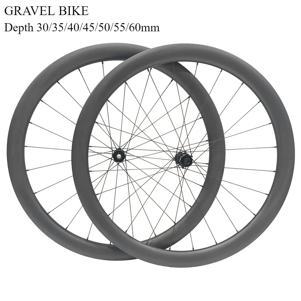 

700C Carbon Gravel Bike Wheelset 30/40/45/50/55/60mm Road Bicycle Clincher Tubeless Wheels Disc Brake Ratchet Hub 36T HG XDR Ms