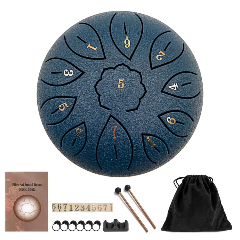 Mini Steel Tongue Drum 6 Inch 11 Notes Hollow Drum Music Drum Ethereal Drum With Carrying Bag Meditation Percussion Instruments