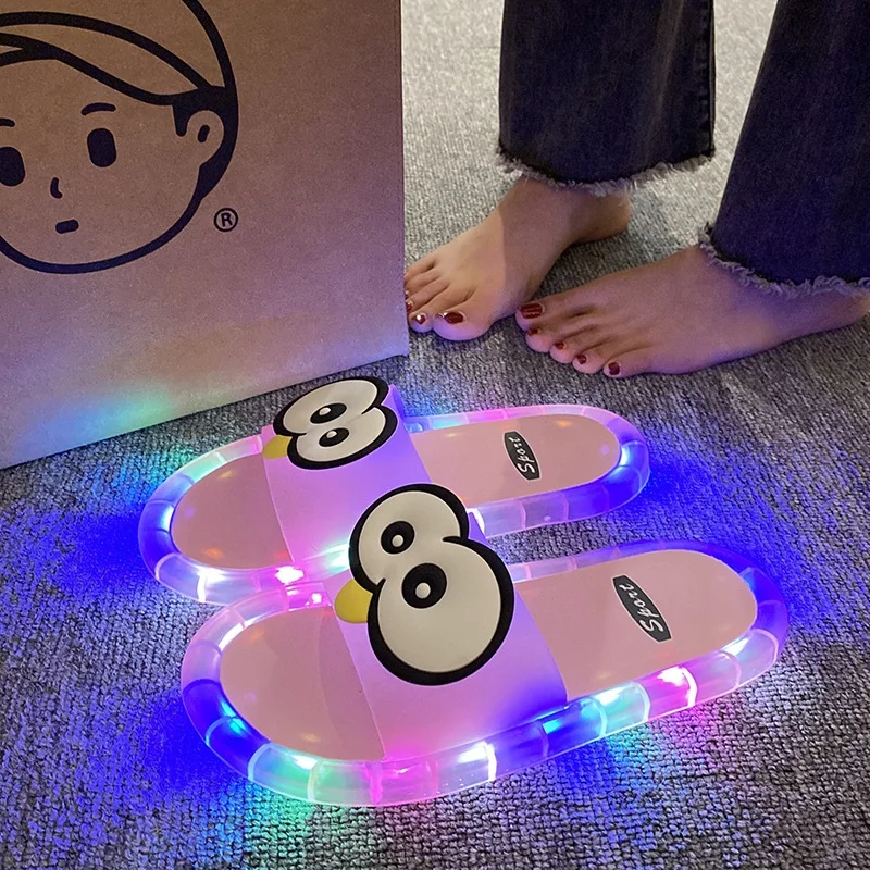 Funny Big Eyes Luminous Slide Slippers Summer Fashion Non Slip Open Toe For Couples Indoor Outdoor Home Bathroom Outerwear shoes view 3