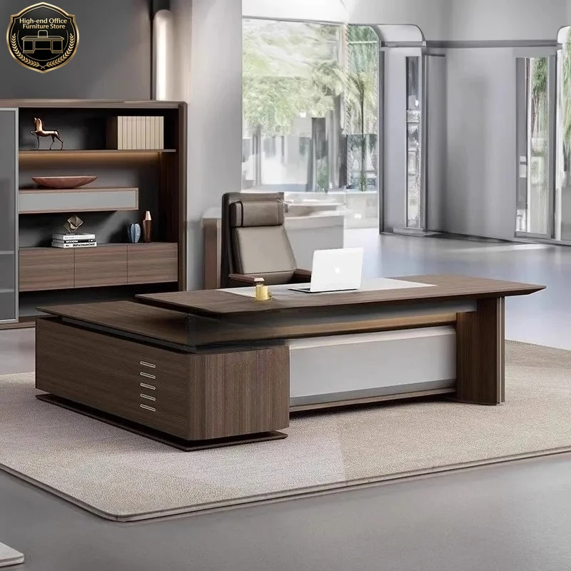 

Новый модный стол руководителя в китайском стиле, простой современный офисный стол из орехового дерева, стол для президента, индивидуальный рабочий стол.