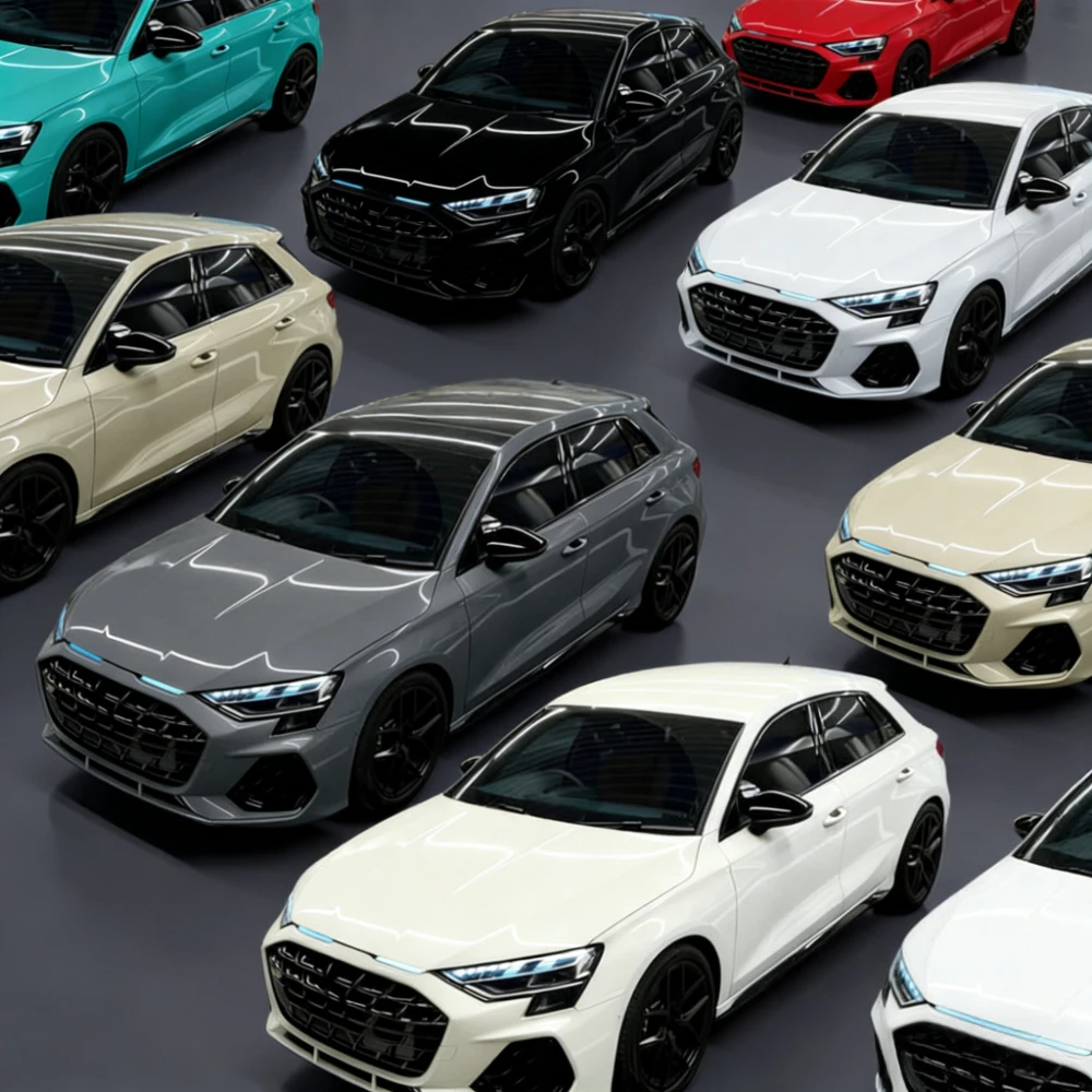 Super Glossy Car Vinyl Wrap Film Roll Air-Release Auto Decal Decor For Audi A3 8V 8P Sedan 8Y 8L TFSI Sportback S3 Limousine view 2