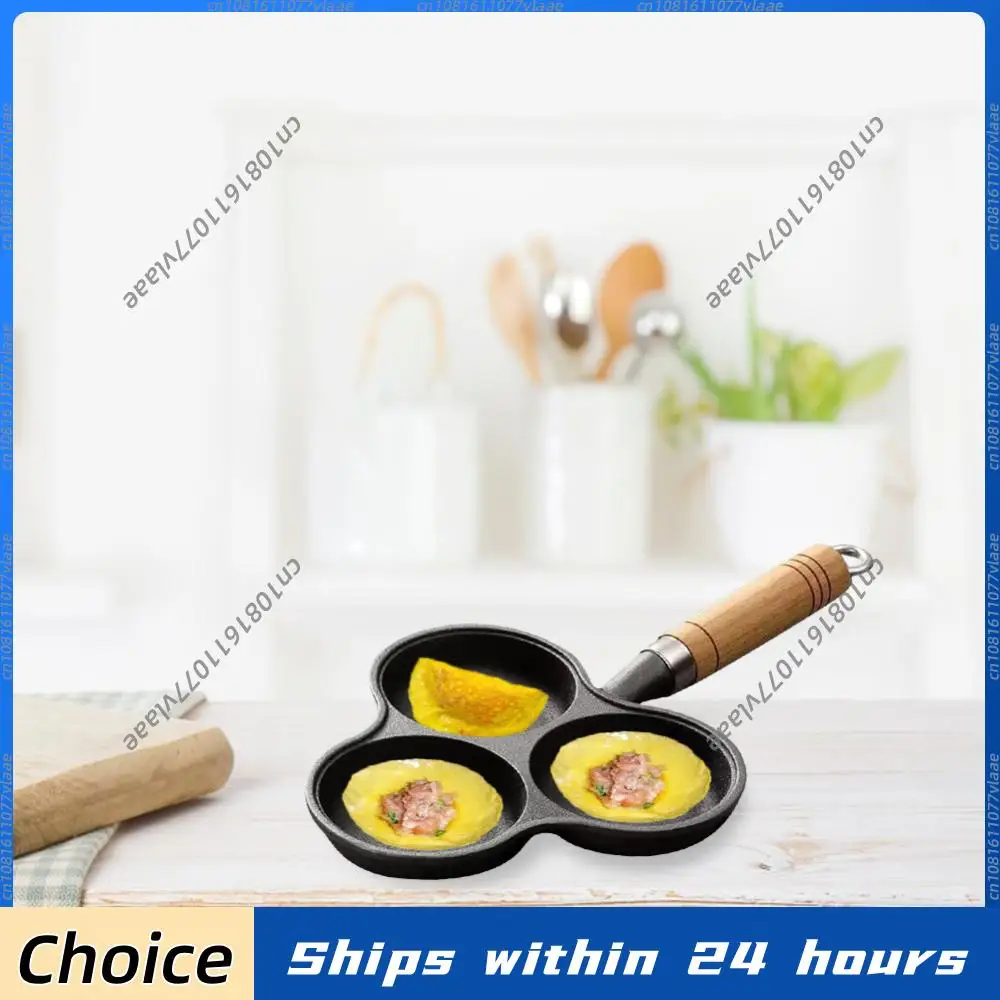 Sartén de hierro fundido de 3 orificios antiadherente para tortillas, huevos, tortitas, filetes, y para preparar desayunos