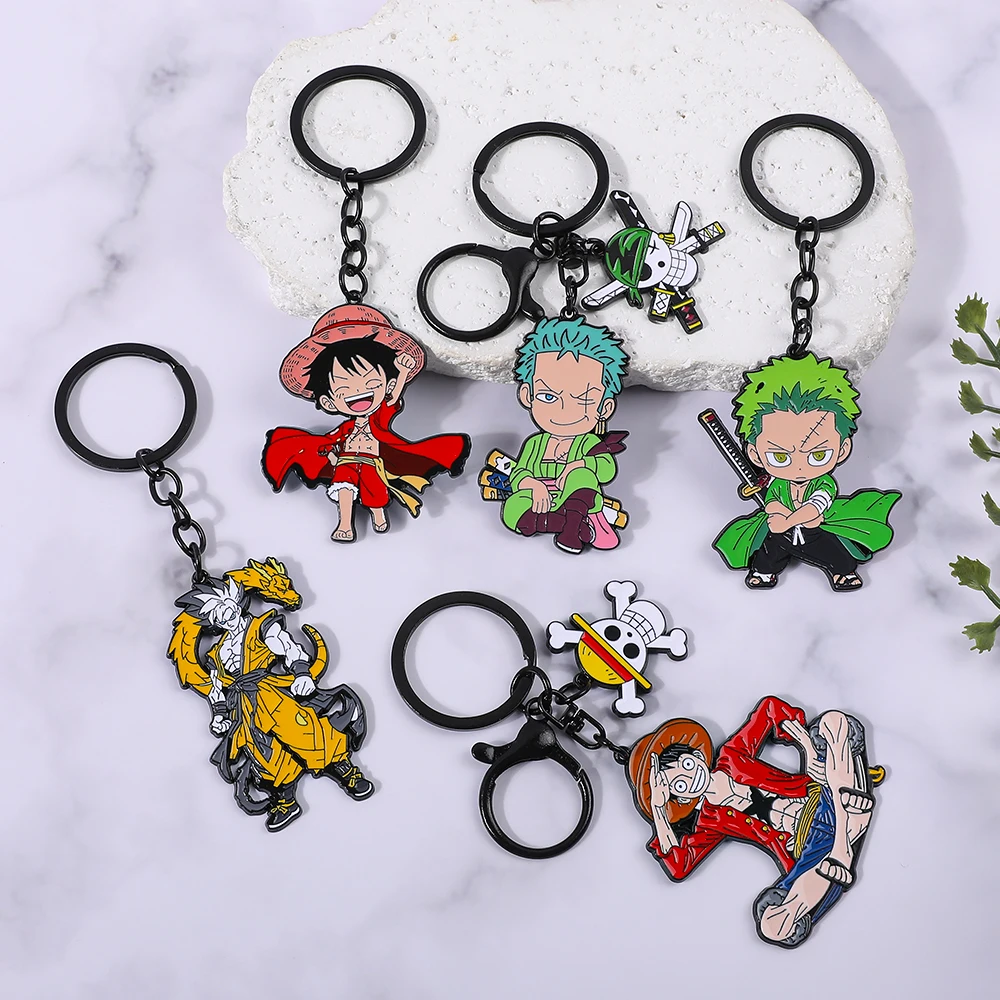 One Piece Anime Keychain Set - Monkey D. Luffy & Roronoa Zoro Cartoon Characters Backpack Decoration Collectible Gift view 2