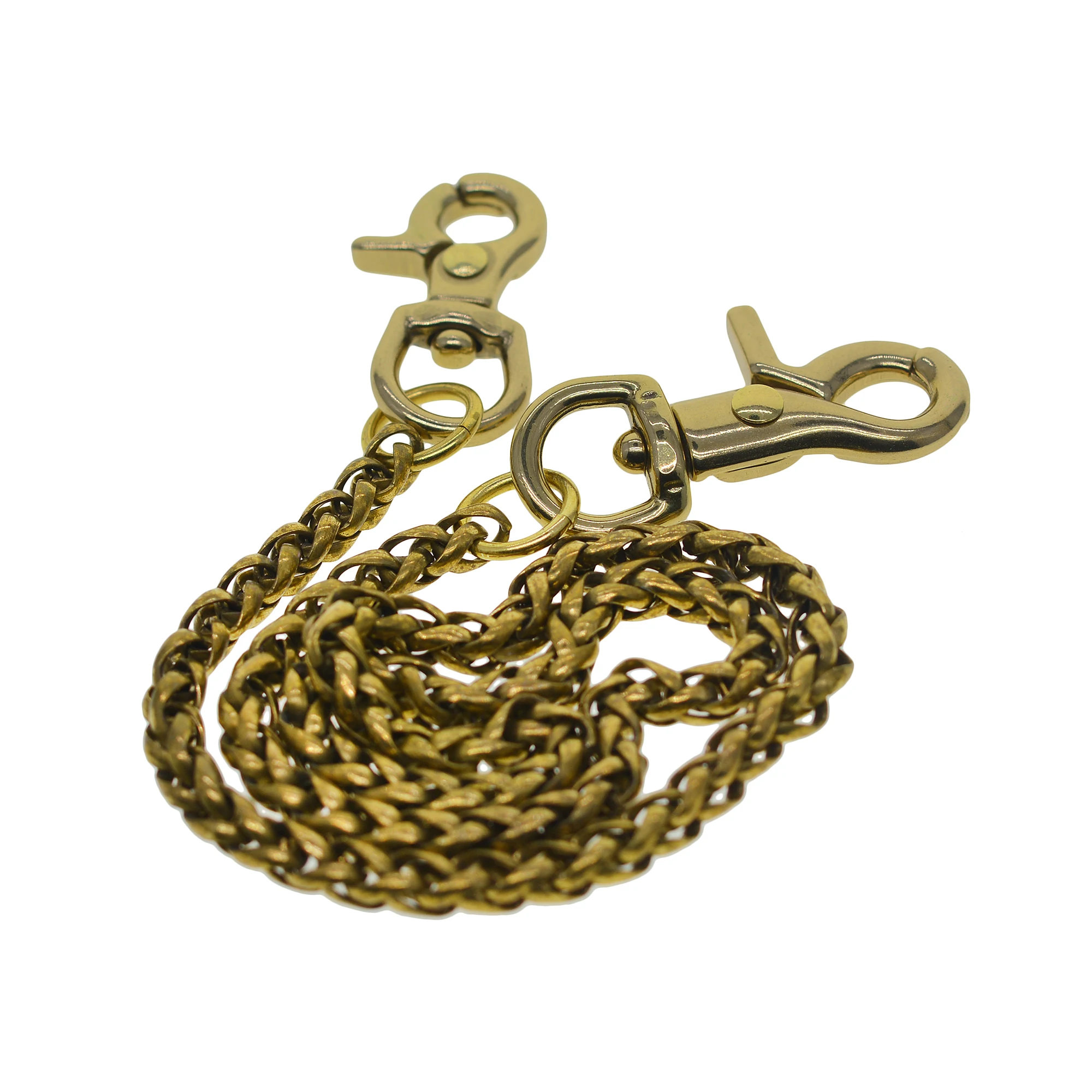 vintage Brass 6mm smooth wheat wallet jean trousers chains snake chain dual lobster snap spring clasp keychains