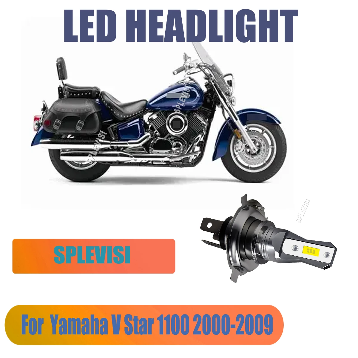 

H4 9003 LED Motorcycle Headlight Bulbs High/Low Beam - 4500LM 6000K White For Yamaha V Star 1100 2000 2001 2002 2003 2004-2009