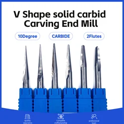 10 gradi 2 flauti D6mm Shank CNC Carving Bit a forma di V solid carbid End Mill CNC Router Bit fresa per incisione su legno Bit