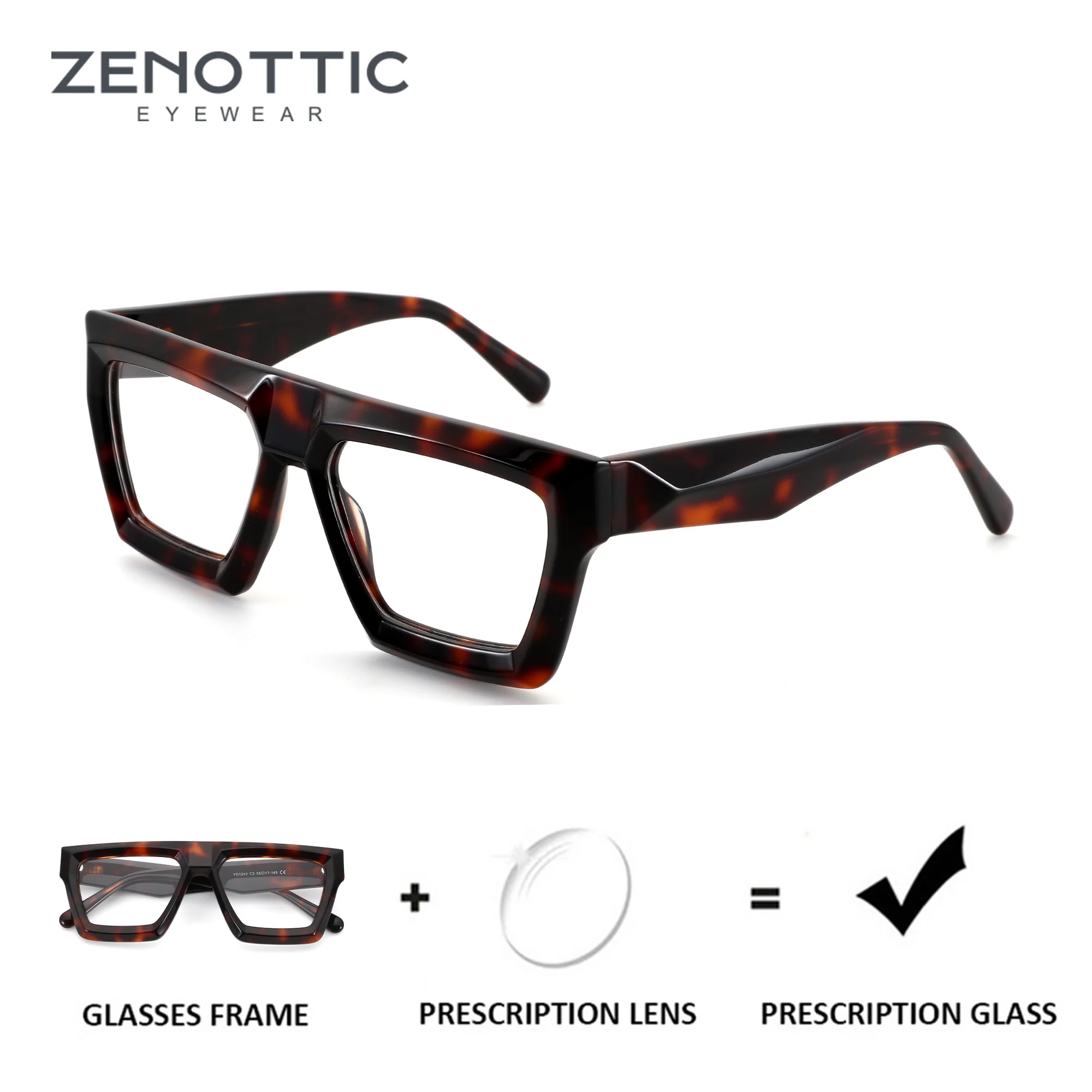 

ZENOTTIC (размер M), модные ацетатные прямоугольные очки по рецепту для мужчин, фотохромные оптические очки с защитой от синего света