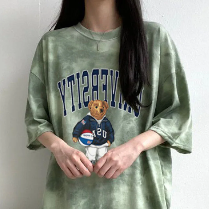 Short-Sleeved T-Shirt Pajamas Two-Piece Suit Female Large Size 3xl Cartoon Bear Short-Sleeved Shorts Ladies Fashion Loungewear