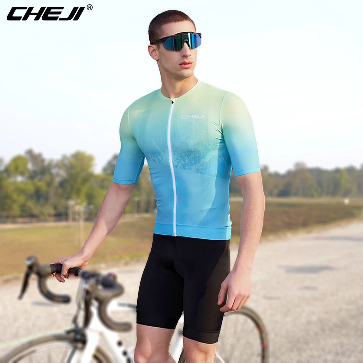 CHEJI Cycling Jerseys Breathable Clothing Men\'s Short Sleeved Tops Summer Quick Drying High-quality Quick Dry Anti-Shrink Summer