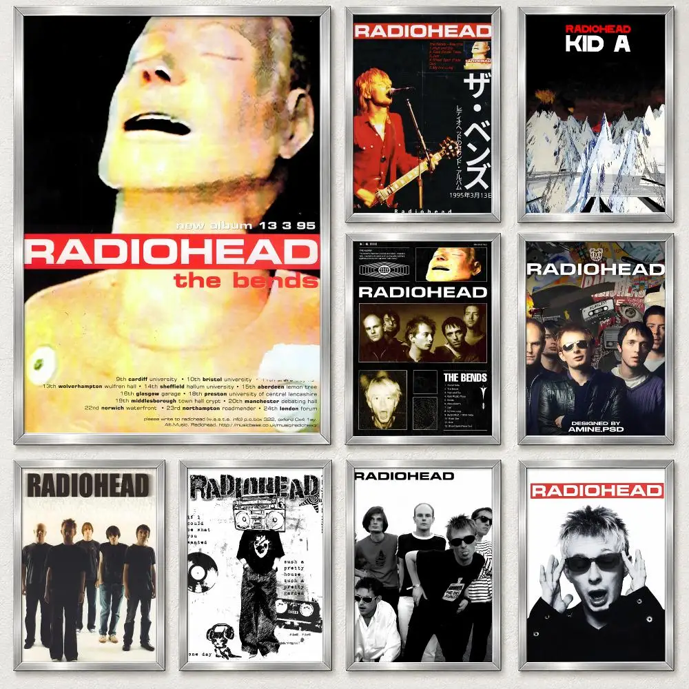 Alternative Rock Band Radiohead Poster Self‑Adhesive Waterproof PP Poster Coffee Bar Wall Art Home Decor